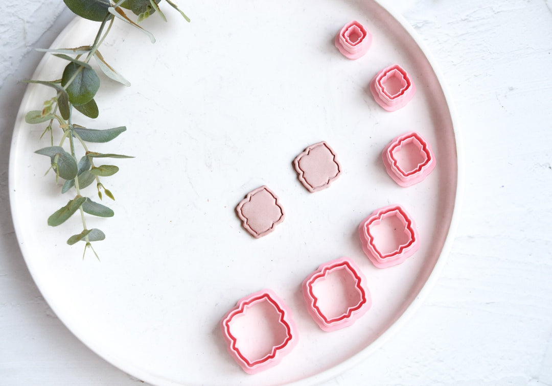 Geometric shape polymer clay cutters, Moroccan shape earring cutter, Frame with line cutter, Geometric shape, Custom earring cutter,