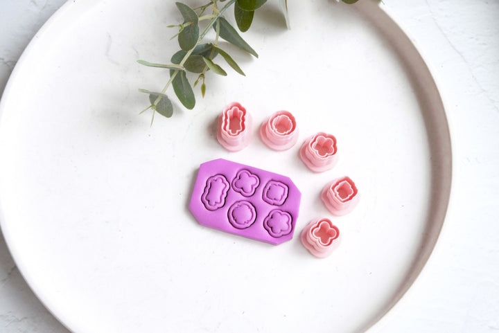 Polymer Clay Stud Set with line (5pc), Mini Clay Cutters with line, Stud earring clay cutters, Geometric Shape Clay Cutters, Stud earrings