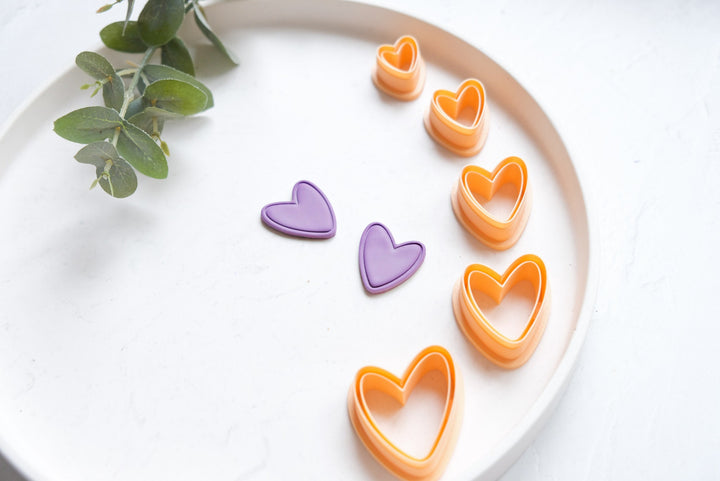 Heart clay cutter with line, Heart with Line Valentine Polymer Clay Cutter, Valentine earring cutter, Earring making tool, Clay tool