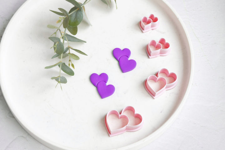 Double Heart polymer clay cutter, Hearts Valentine Polymer Clay Cutter, Valentine earring cutter, Earring making tool, Clay tool