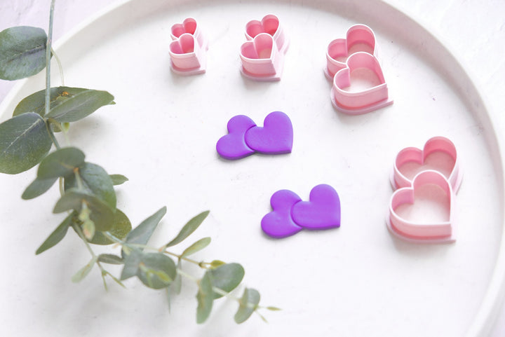 Double Heart polymer clay cutter, Hearts Valentine Polymer Clay Cutter, Valentine earring cutter, Earring making tool, Clay tool