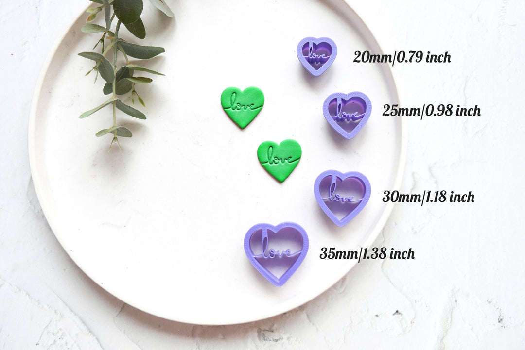 Love Heart polymer clay cutter, Heart with Love Valentine Polymer Clay Cutter, Valentine earring cutter, Earring making tool, Clay tool