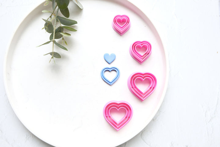 Valentine Heart clay cutter, Heart with lines Polymer Clay Cutter, Cookie cutter, Heart hair clip cutter, Earring making tool, Clay tool