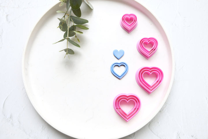 Valentine Heart clay cutter, Heart with lines Polymer Clay Cutter, Cookie cutter, Heart hair clip cutter, Earring making tool, Clay tool