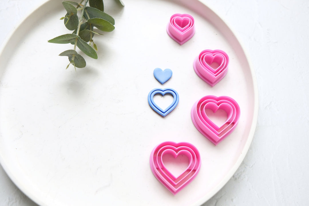 Valentine Heart clay cutter, Heart with lines Polymer Clay Cutter, Cookie cutter, Heart hair clip cutter, Earring making tool, Clay tool