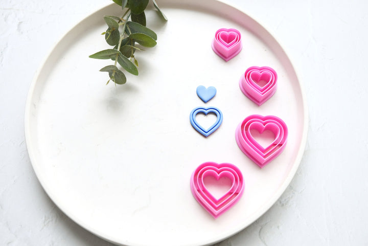 Valentine Heart clay cutter, Heart with lines Polymer Clay Cutter, Cookie cutter, Heart hair clip cutter, Earring making tool, Clay tool