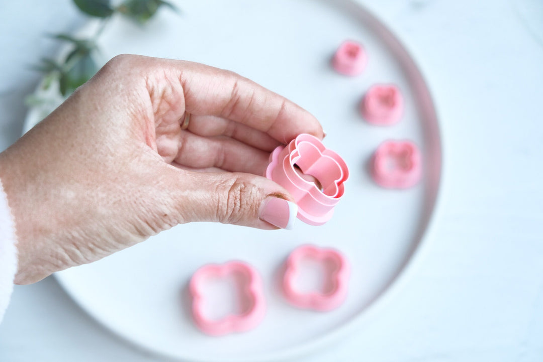 Scalloped Flower with line polymer clay cutter, Flower shape earring cutter, Geometric shape polymer clay cutter, Clay cutter