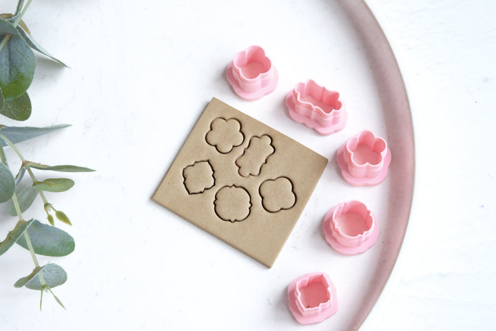 Polymer Clay Frame Flower Stud Set (5pc), Mini Clay Cutters, Stud earring clay cutters, Geometric Shape Clay Cutters, Stud earrings