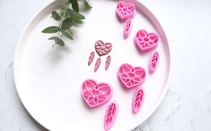 Valentine Dreamcatcher clay cutter, Heart Polymer Clay Cutter, Cookie cutter, Summer hair clip cutter, Earring making tool, Clay tool