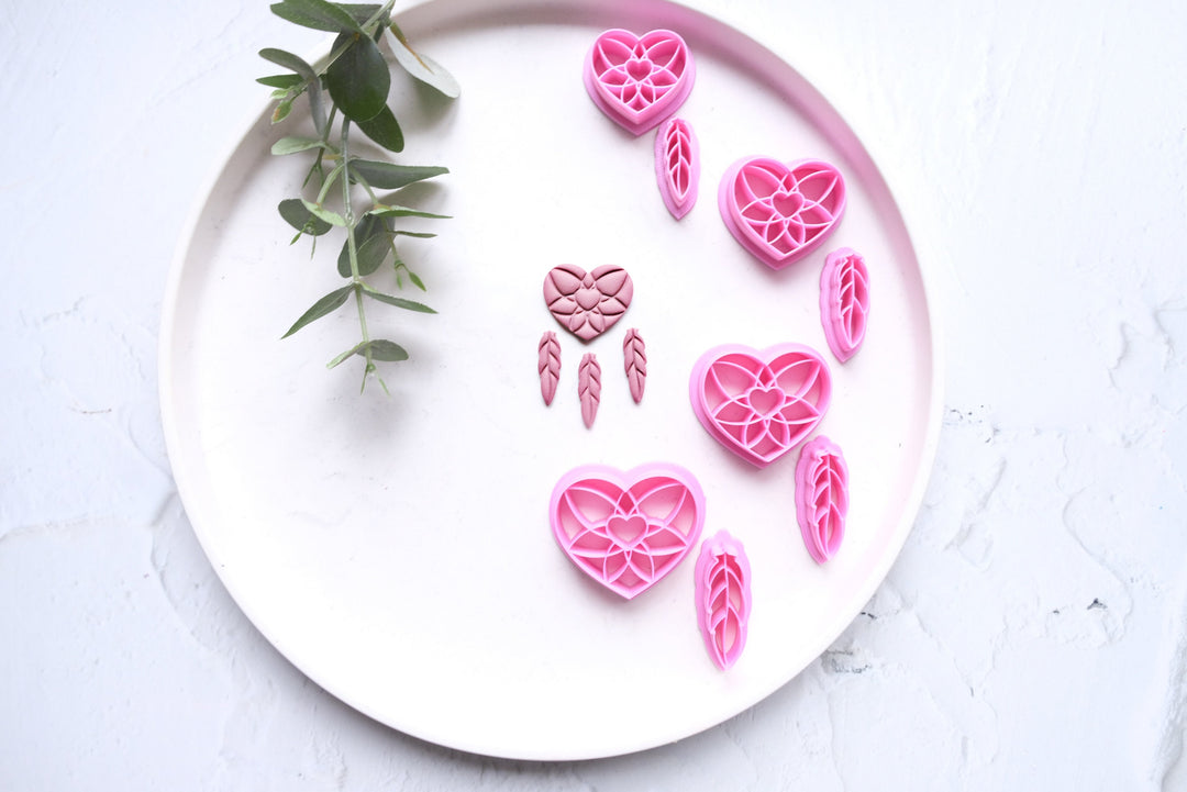 Valentine Dreamcatcher clay cutter, Heart Polymer Clay Cutter, Cookie cutter, Summer hair clip cutter, Earring making tool, Clay tool