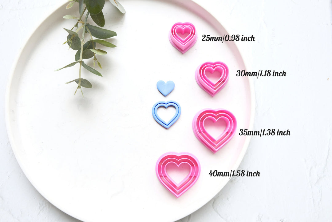 Valentine Heart clay cutter, Heart with lines Polymer Clay Cutter, Cookie cutter, Heart hair clip cutter, Earring making tool, Clay tool