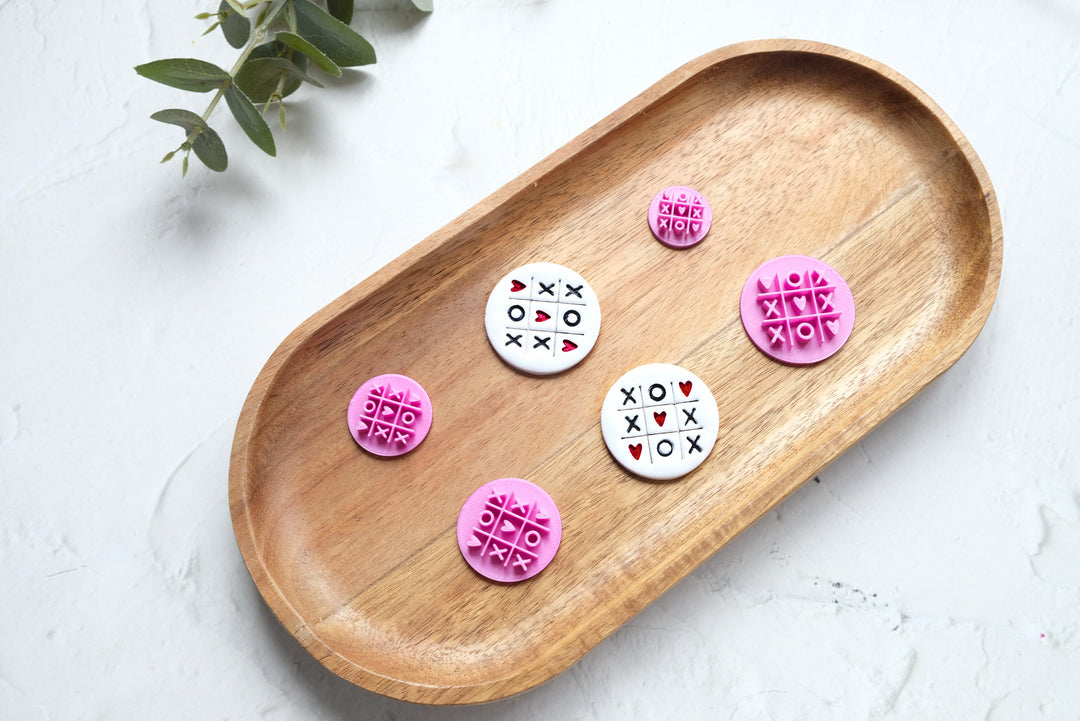 TIC TAC TOE Polymer Clay Cutter, Valentine Polymer Clay Cutter, Heart cutter, Heart hair clip cutter, Earring making tool, Clay tool