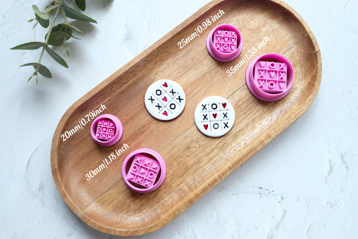 TIC TAC TOE Polymer Clay Cutter, Valentine Polymer Clay Cutter, Heart cutter, Heart hair clip cutter, Earring making tool, Clay tool