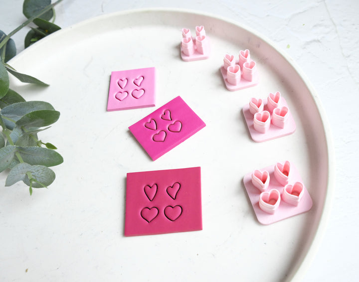 Heart Slab Valentine cutter, Mini heart slab cutter, Valentine print cutter, Clay texture, Heart print stamp, Earring making tools