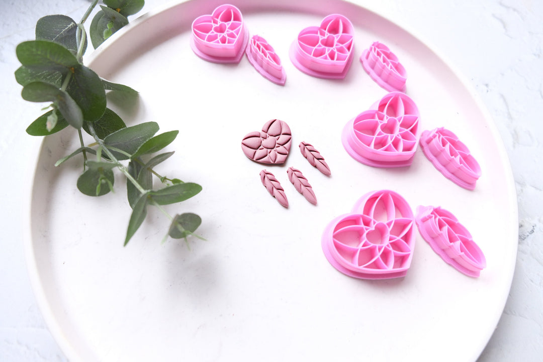 Valentine Dreamcatcher clay cutter, Heart Polymer Clay Cutter, Cookie cutter, Summer hair clip cutter, Earring making tool, Clay tool