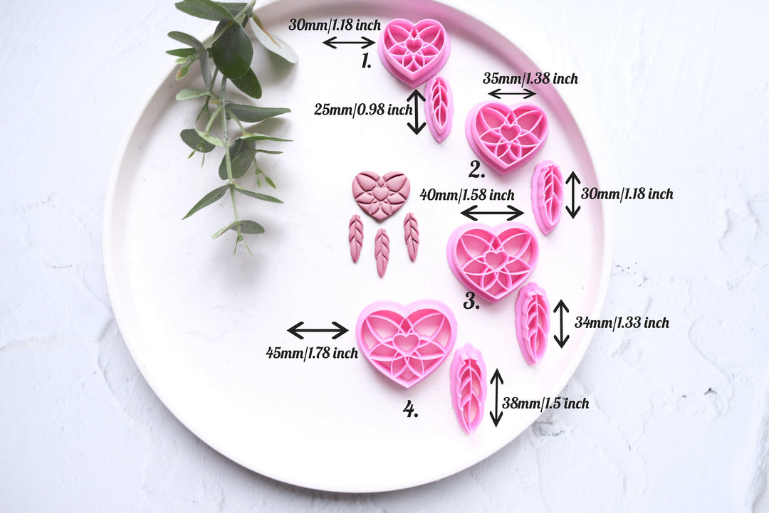 Valentine Dreamcatcher clay cutter, Heart Polymer Clay Cutter, Cookie cutter, Summer hair clip cutter, Earring making tool, Clay tool