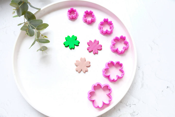 Sakura flower polymer clay cutter, Embossed Sakura flower cutter, Flower cutter, Sakura earring making set, Clay flower cutter set