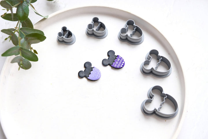 Mouse Easter polymer clay cutter (include 2 cutter parts), Mouse Easter Egg, Mouse biscuit cutter, Mouse Earring cutter