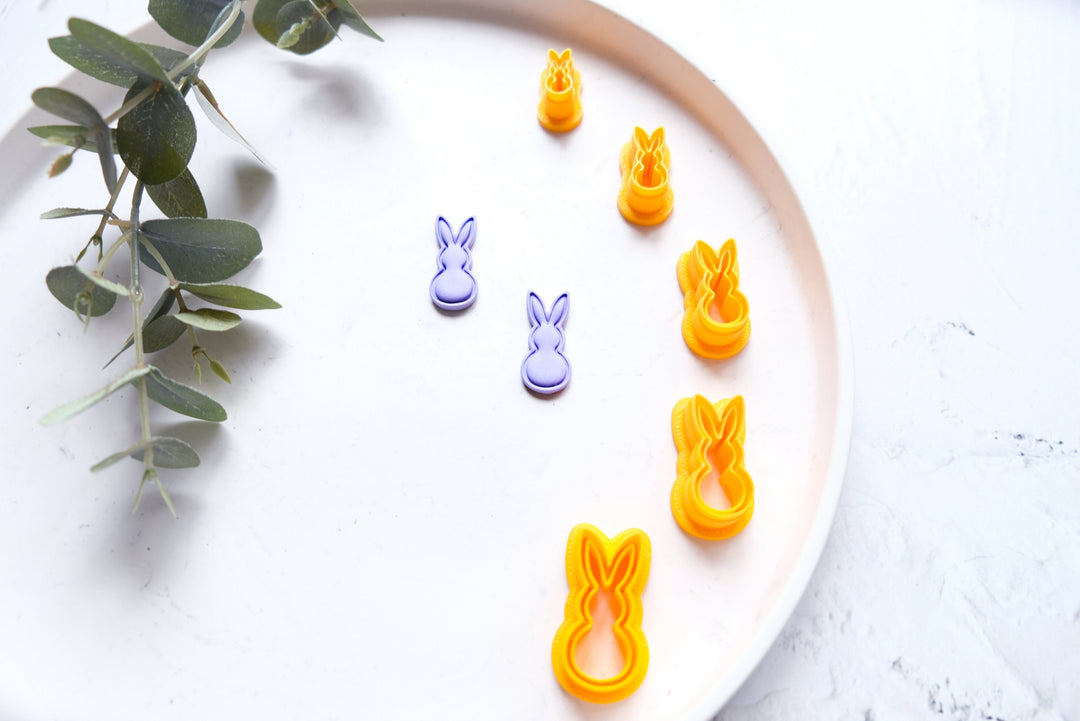 Easter Bunny With Line Polymer Clay Cutter, Rabbit hair clip, Bunny earring cutter,Easter Polymer clay cutter, Earring cutter