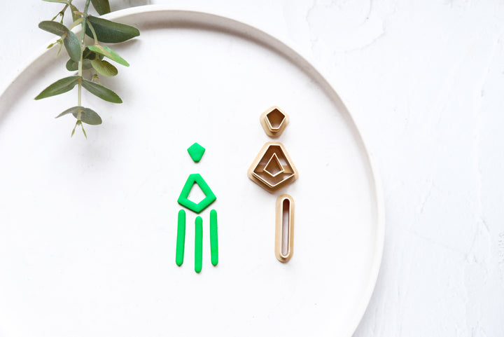 Geometric combo clay cutter set (3pc), Boho earring clay cutter combo, Morocan combo set cutters, Geometric shape, Scallop earring cutter