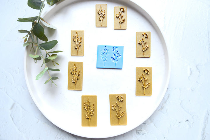 Botanical Polymer Clay Stamp: Flower Embossing Tool