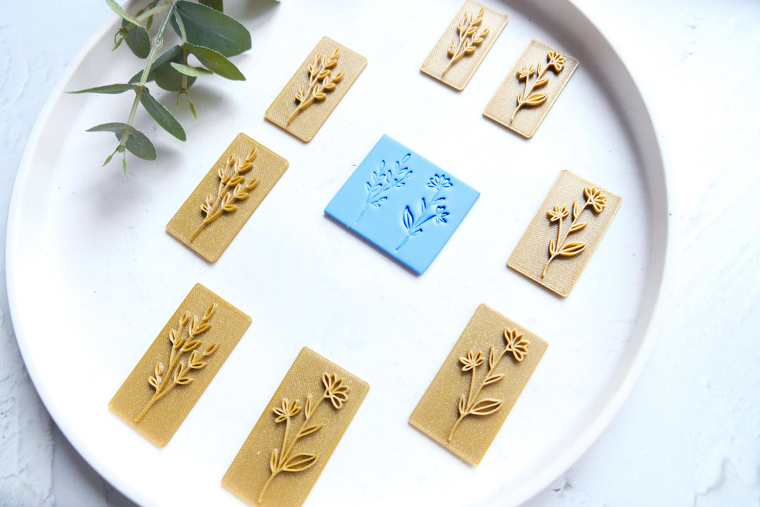 Botanical Polymer Clay Stamp: Flower Embossing Tool