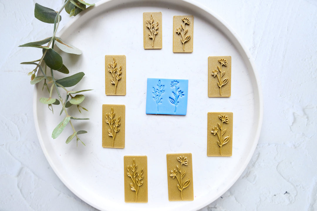 Botanical Polymer Clay Stamp: Flower Embossing Tool