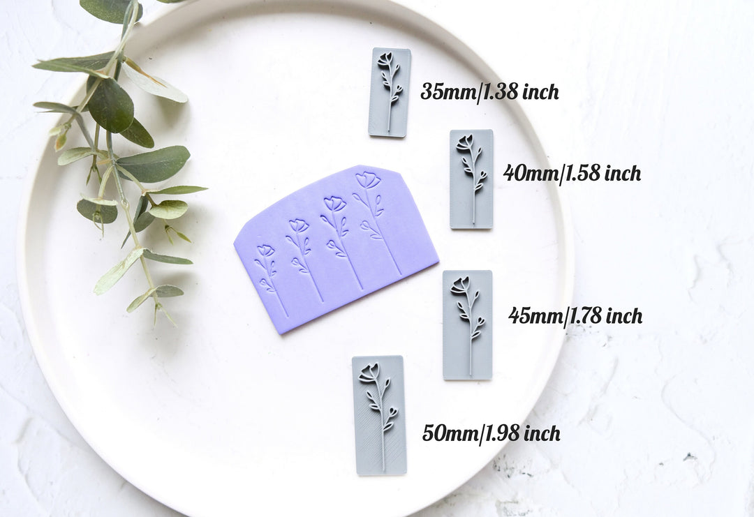 Flower Polymer Clay stamp, Botanical clay stamp, Clay texture, Earring making tools, Plant Polymer Clay Embossing Stamps