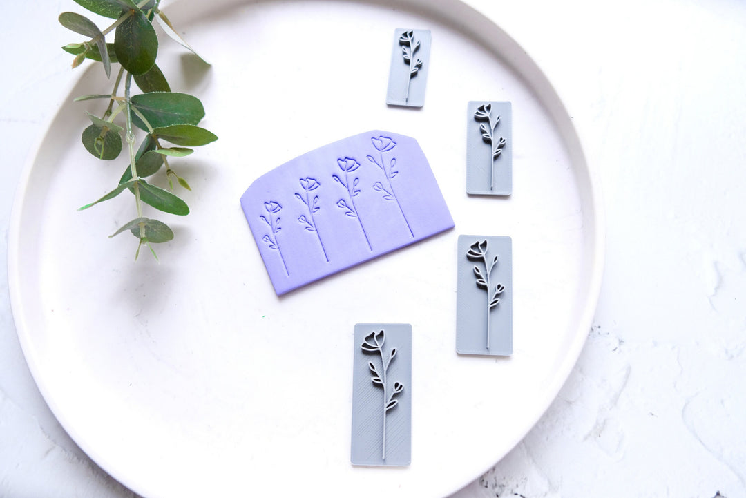 Flower Polymer Clay stamp, Botanical clay stamp, Clay texture, Earring making tools, Plant Polymer Clay Embossing Stamps