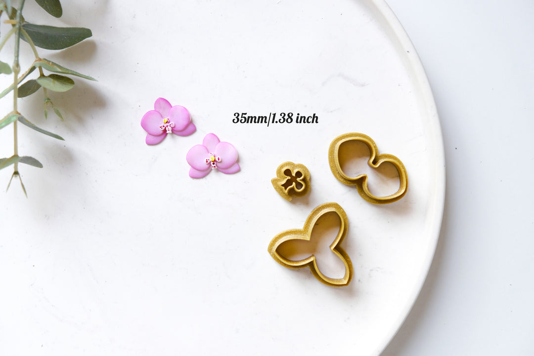 Orchid Flower polymer clay cutter set ( 3pc), Phalaenopsis Flower Clay cutter set, Flower earrings, Orchid earrings, Flower clay cutterset