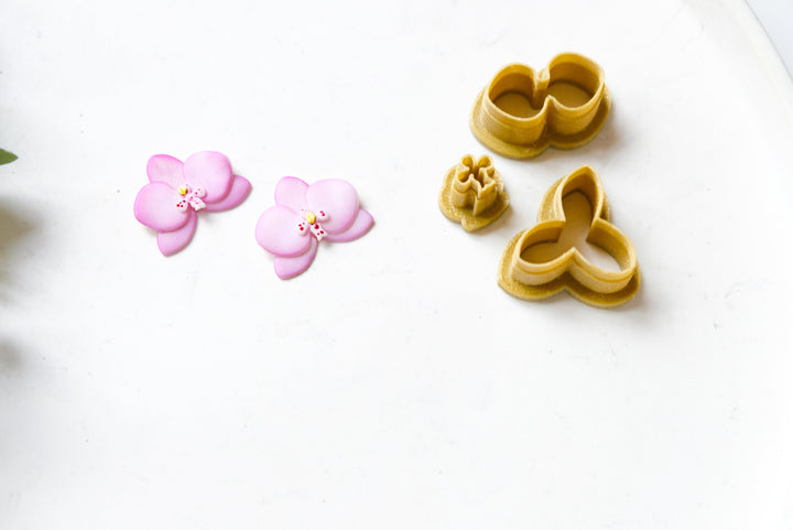 Orchid Flower polymer clay cutter set ( 3pc), Phalaenopsis Flower Clay cutter set, Flower earrings, Orchid earrings, Flower clay cutterset