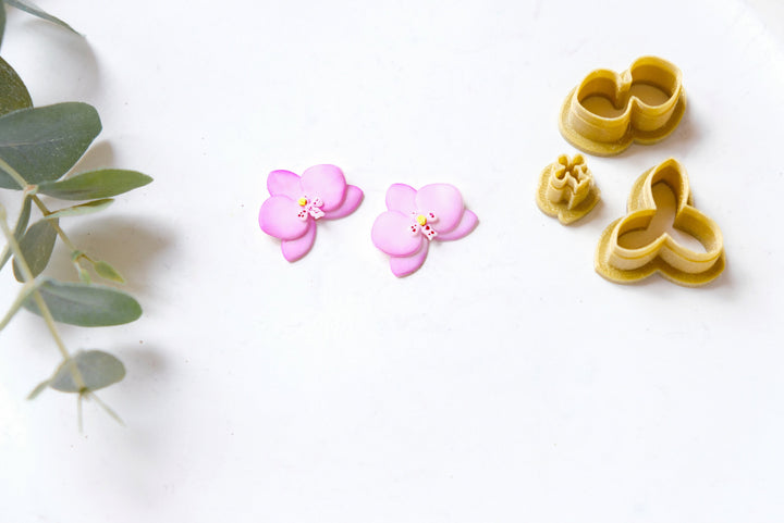 Orchid Flower polymer clay cutter set ( 3pc), Phalaenopsis Flower Clay cutter set, Flower earrings, Orchid earrings, Flower clay cutterset