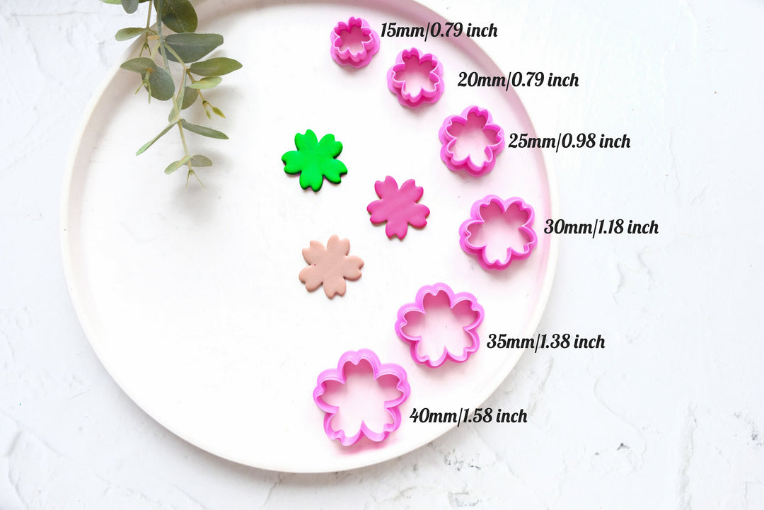 Sakura flower polymer clay cutter, Embossed Sakura flower cutter, Flower cutter, Sakura earring making set, Clay flower cutter set