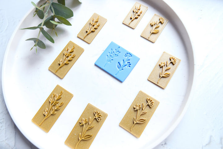 Botanical Polymer Clay Stamp: Flower Embossing Tool
