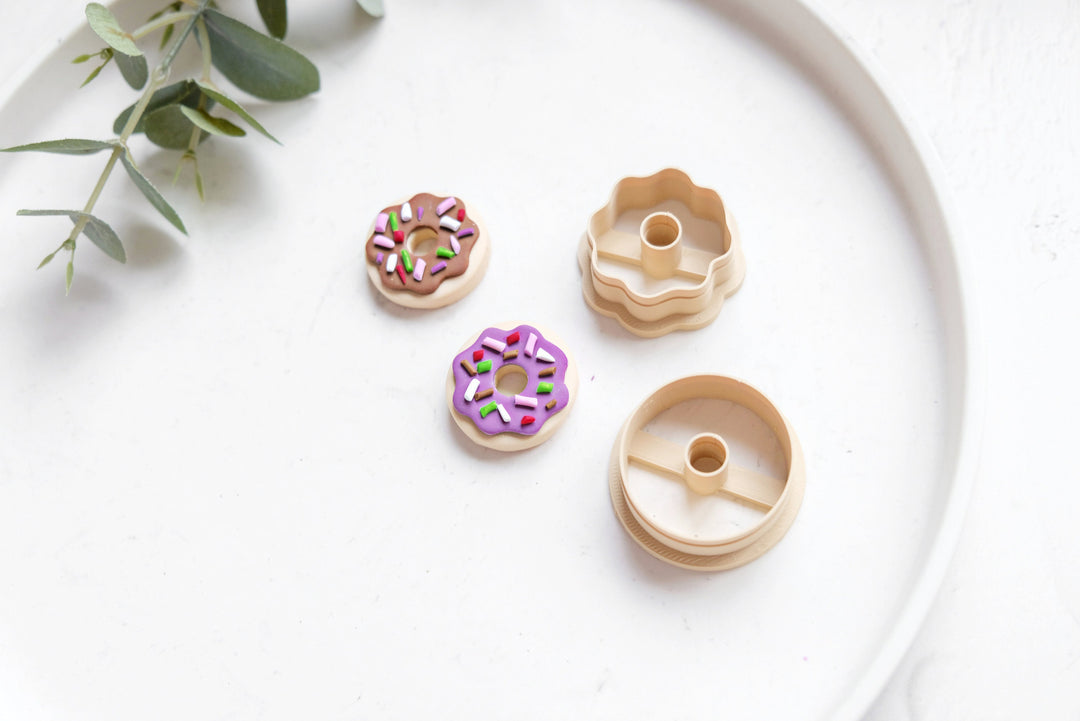 Donuts Clay Cutter 2pc set, Organic Clay Donut cutter, Earring Cutters, Clay Cutters, LiiCutters, Cutter Set, Donut Cutter