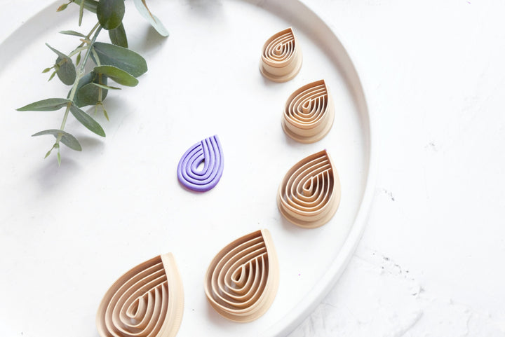 Drop with lines clay cutter (style B), Scalloped drop with lines Clay Cutter, Boho earring Clay Cutter, Drop earrings, Polymer clay cutter