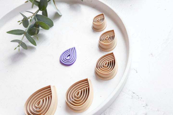 Drop with lines clay cutter (style B), Scalloped drop with lines Clay Cutter, Boho earring Clay Cutter, Drop earrings, Polymer clay cutter