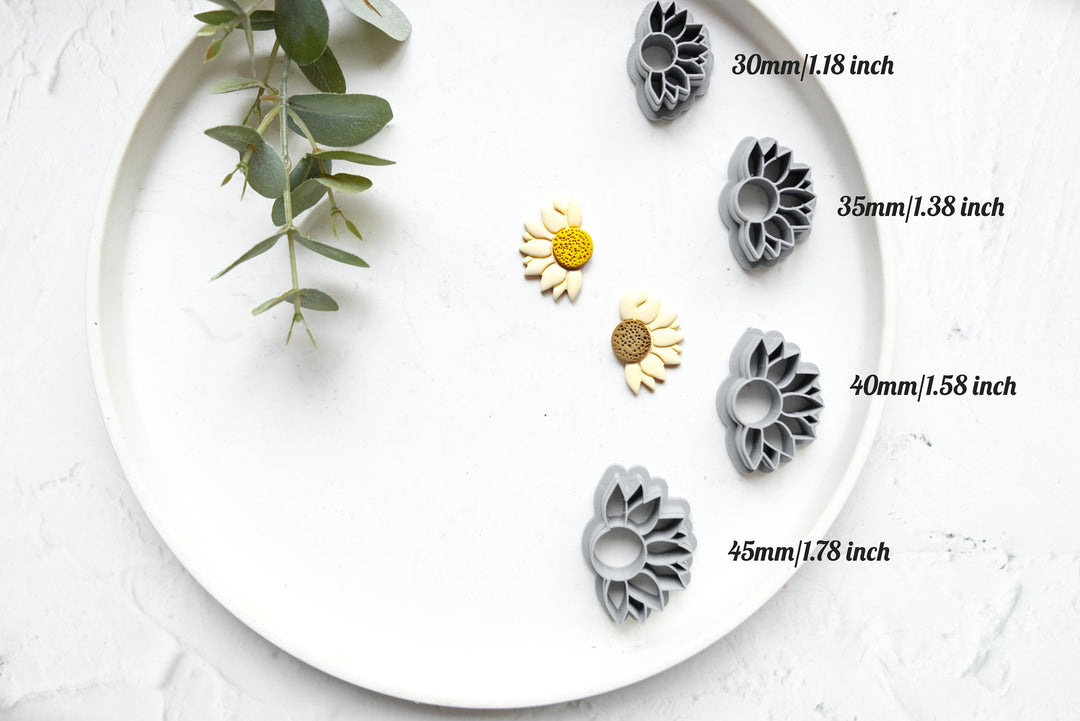 Half Sunflower Polymer Clay Cutter, Flower Clay earring Cutter, Sunflower cutter, Polymer clay jewellery cutter, Earring making tool