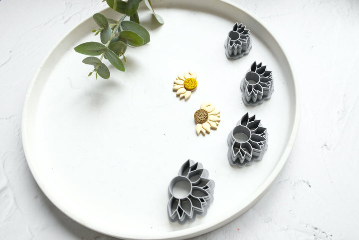 Half Sunflower Polymer Clay Cutter, Flower Clay earring Cutter, Sunflower cutter, Polymer clay jewellery cutter, Earring making tool