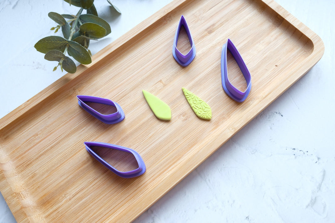 Drop Polymer Play cutter, Long Drop Polymer Clay cutter, Tall Drop earrings, Embossed clay cutter, Scalloped arch cutter