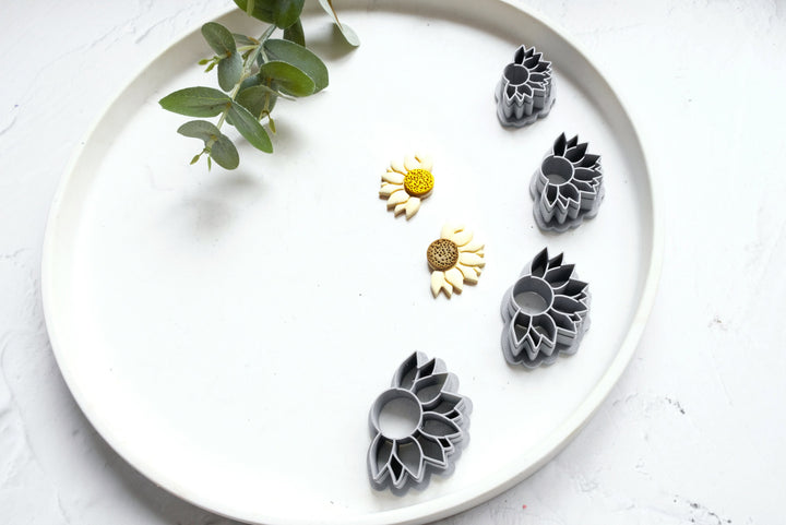 Half Sunflower Polymer Clay Cutter, Flower Clay earring Cutter, Sunflower cutter, Polymer clay jewellery cutter, Earring making tool