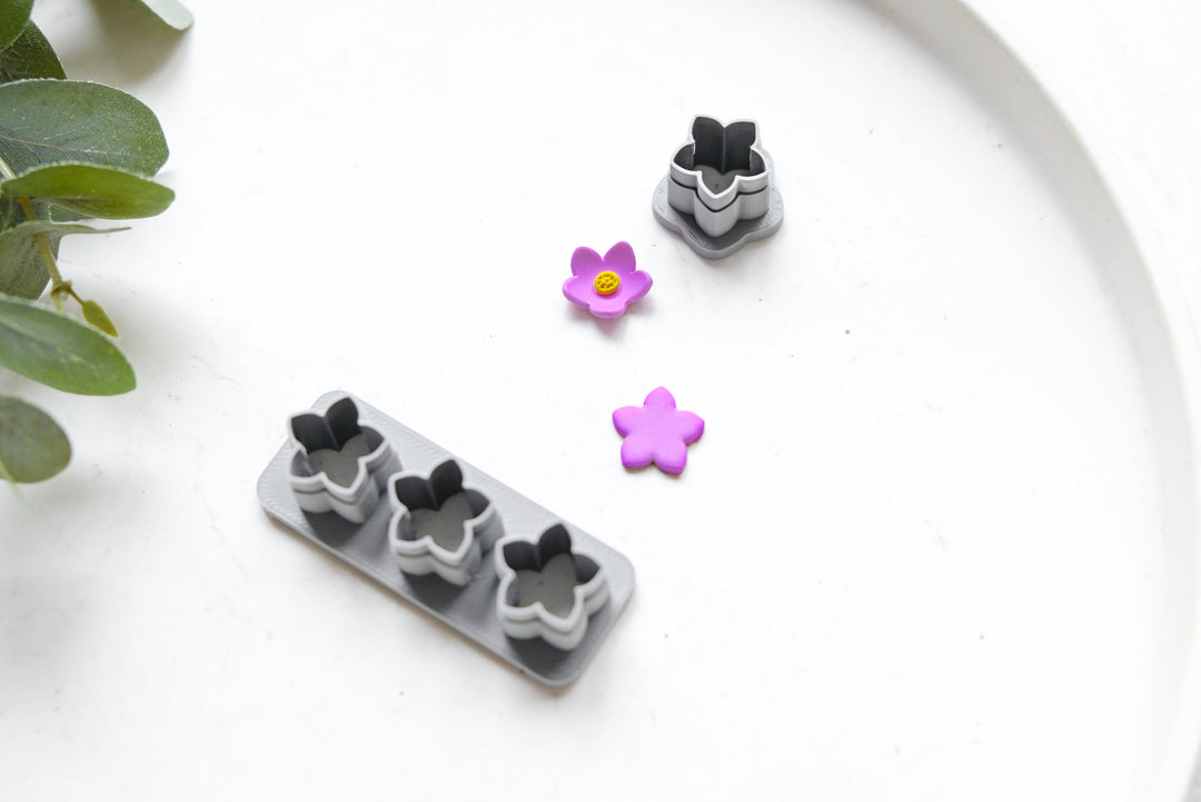 Flower Stud Polymer Clay Mini Cutters, Floral Clay Cutter, Stud earring clay cutter, Lotus Clay Cutters, Daisy earrings, Mushroom cutter