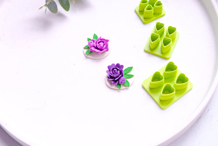 Mini flower leaf polymer clay cutter, Mini peony leaf cutter, Peony earrings, Stud Flower earring, Micro Flower Earring cutter