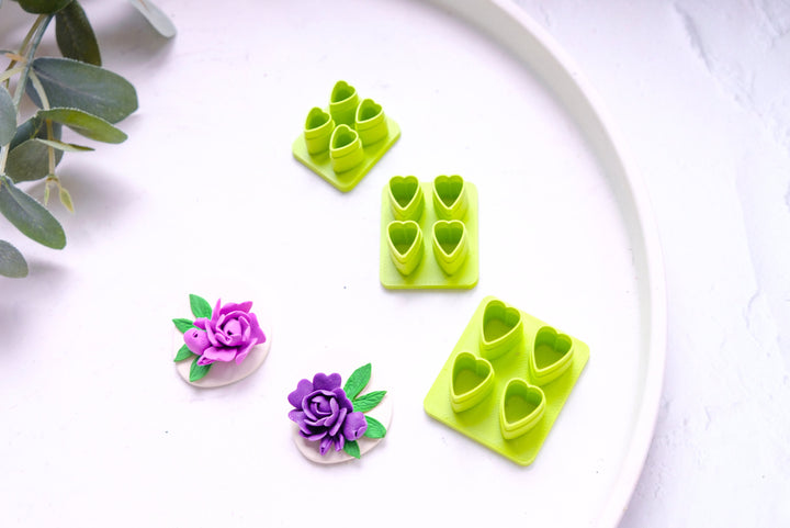 Mini flower leaf polymer clay cutter, Mini peony leaf cutter, Peony earrings, Stud Flower earring, Micro Flower Earring cutter