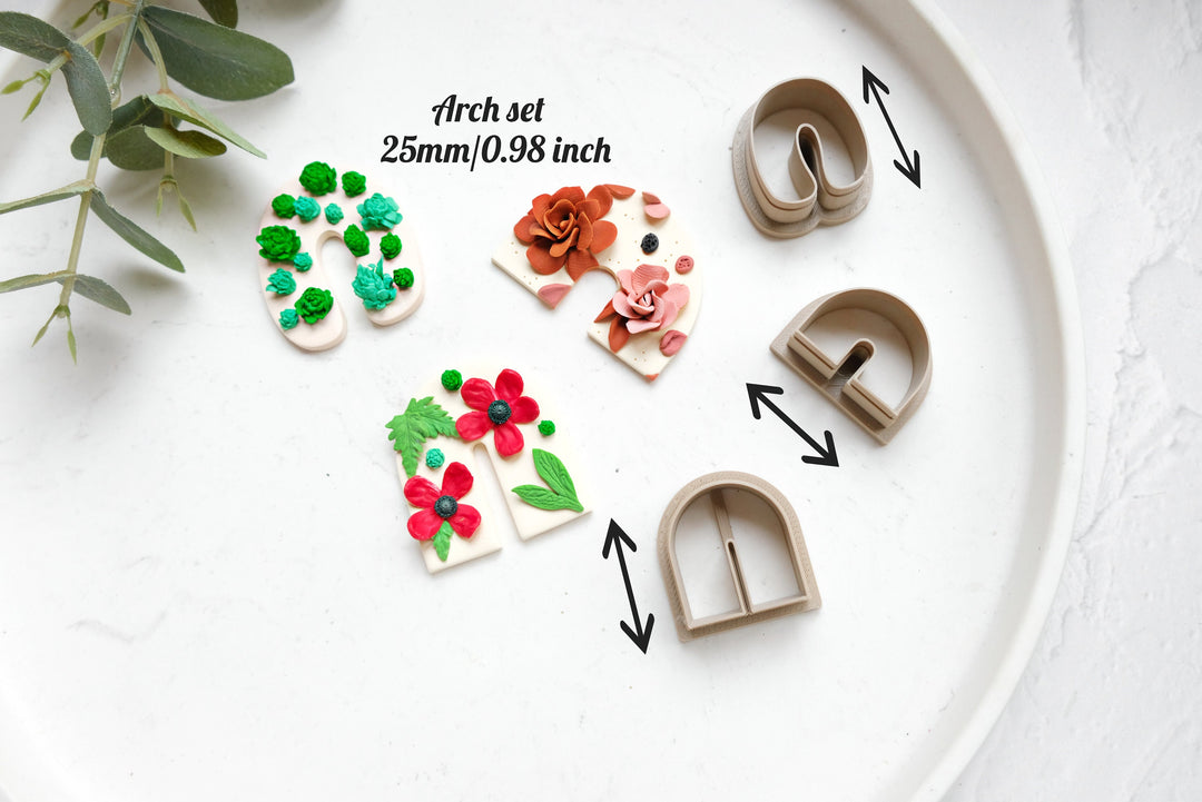 Arch polymer clay cutters set ( 3pc), Boho Arch earring cutter set, Geometric shape, Art Deco Arch Clay Cutter Set, Earring making tool