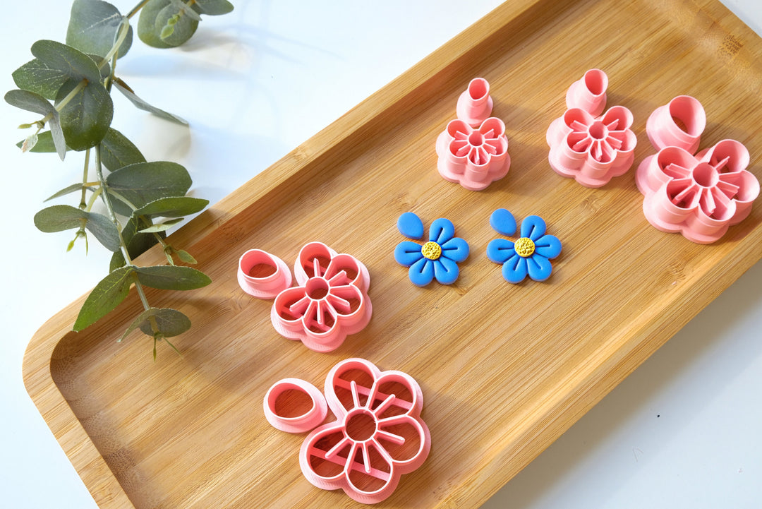 Forget Me Not Flower polymer clay cutter set ( 2pc), Flower Clay cutter set, Flower earrings, Daisy earrings, Flower clay cutterset