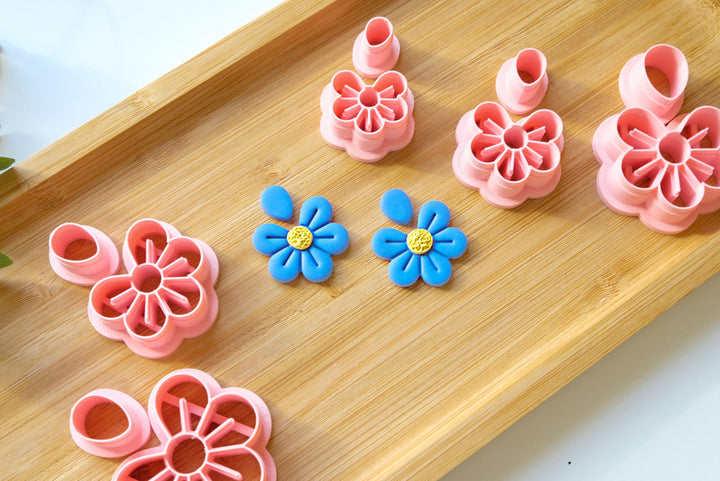 Forget Me Not Flower polymer clay cutter set ( 2pc), Flower Clay cutter set, Flower earrings, Daisy earrings, Flower clay cutterset