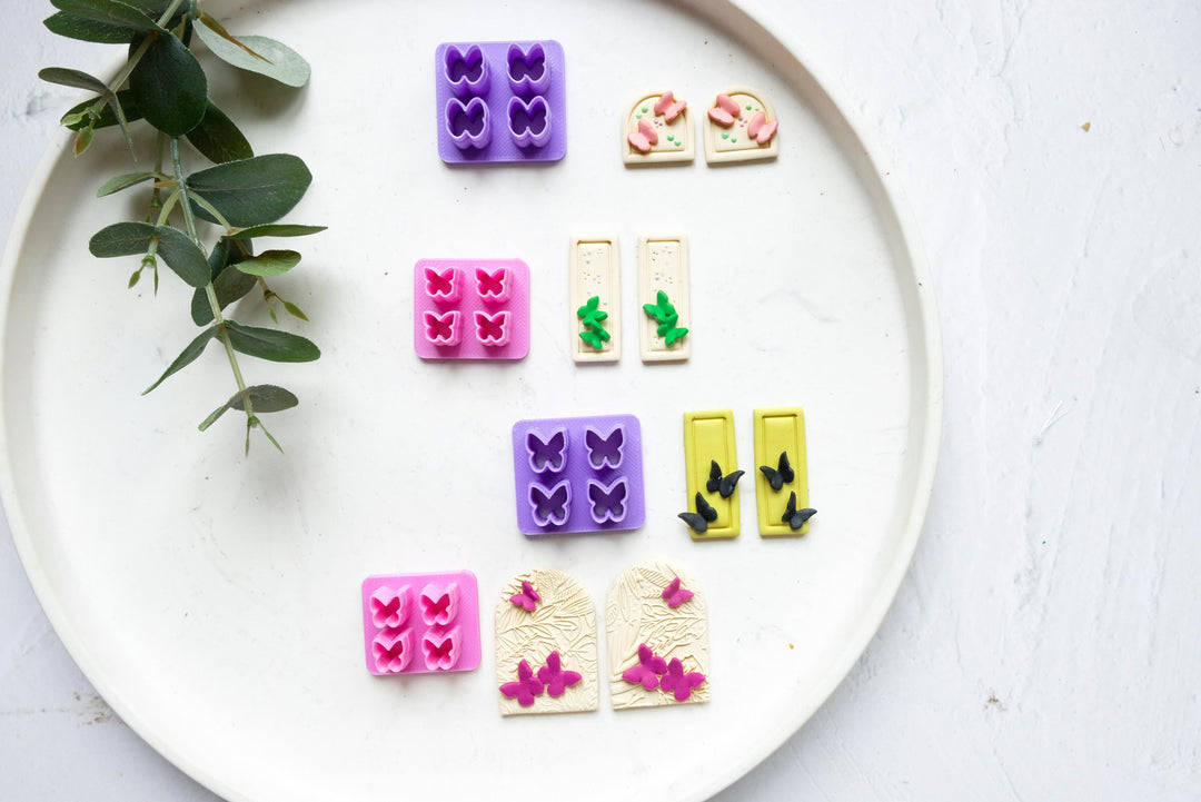 Mini butterfly polymer clay cutter, Embossed butterfly cutter, Butterfly earrings, Stud Butterfly earring, Micro Butterfly Earring cutter