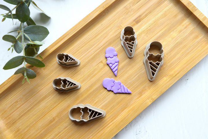 Ice cream double ball Clay cutter, Ice cream earring cutter, Ice Cream Cutter, Summer Clay Cutters, Polymer clay cutter set