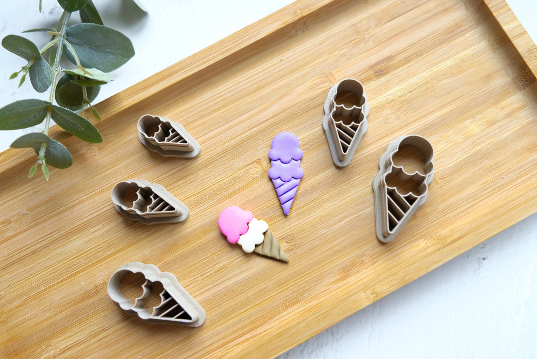 Ice cream double ball Clay cutter, Ice cream earring cutter, Ice Cream Cutter, Summer Clay Cutters, Polymer clay cutter set